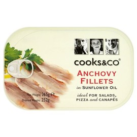 Cooks & Co Anchovy Fillets in Sunflower Oil 365g (Drained Weight 252g)