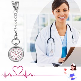 Avaner Clip-on Hanging Lapel Watches: Nurse Fob Analog Quartz Watches with Pulsometer Scale
