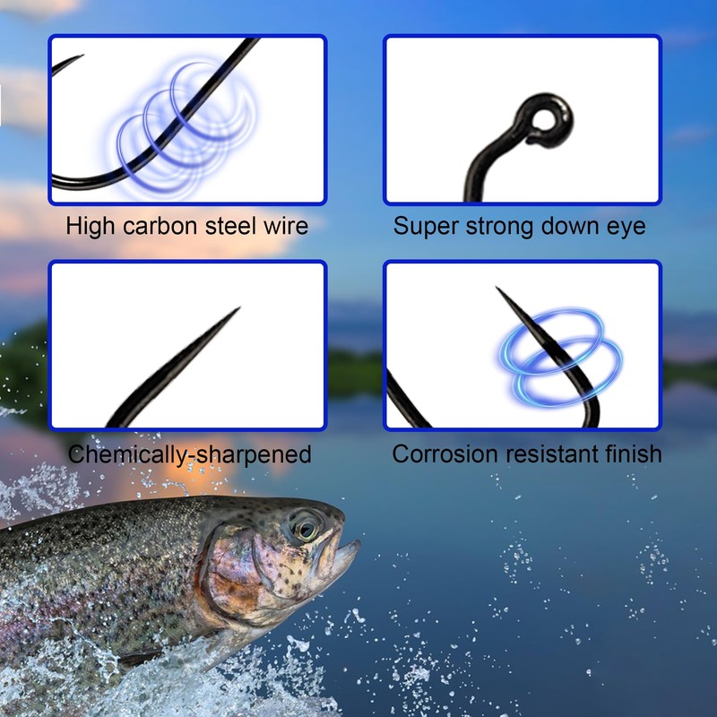 100pcs Eupheng Plus Best Barbless Competition Fly Fishing Hook Collection,