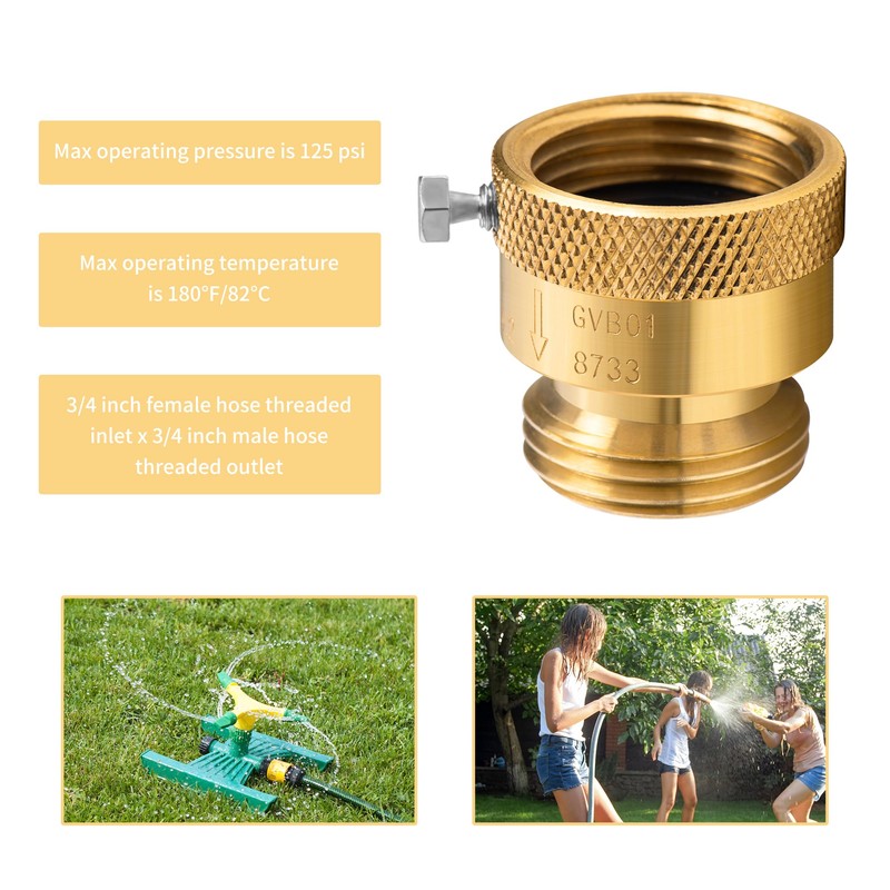 2 Pack Brass Vacuum Breaker 3/4" Inch GHT Hose Bibb