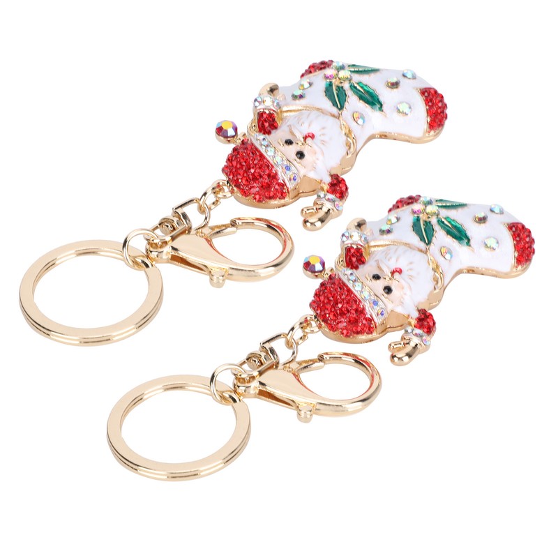 2Pcs Santa Keychain Pendant Cute Stylish Fahionable Decorative Hanging OrnamentsRed