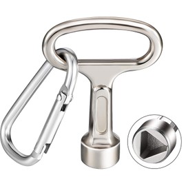 Metal Triangular Key Meter Box Key Silver Triangle Socket Spanner Key with a Keychain for Gas Water Electric Meter Box Cabinet