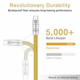 WLGQ USB C Chubby Cable, Geek Industrial Style USB 2.0 to Type C Liquid Silicone Fast Charging Cable USB-C Interface Device Universal Yellow 6.6Ft