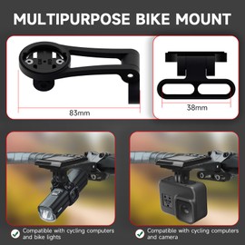 Bike Computer Mount for Wahoo - Out Front Combo Mount for Garmin Edge, Adjustable Extended Mount for Bryton Cateye, Sports Action Camera and Bike Light, Suitable for Road Mountain Bike Handlebar 38mm