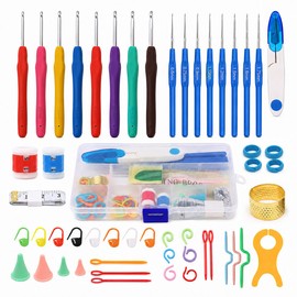 Crochet Hooks 16 Sizes Crochet Hook Set 0.6mm—6mm, 59 Pack Yarn Crochet Kit for Beginners, Knitting Needles with Ergonomic Handles for Arthritic Hands