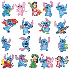 UdacA 5D Diamond Painting Stickers Kits, 18 Pieces 5D DIY Cartoon Diamond Sticker Kit for Children and Adults Beginners, Sparkling Mosaic Stickers for Boys Girls