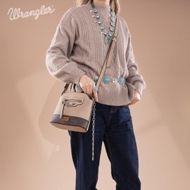 Wrangler Crossbody Bag for Women Color-Block Leather Cross Body Purses with Adjustable Strap WG145-211KH-CF