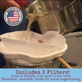 Maple Syrup Filter Set - 1 Qt. (3 pieces) - One Maple Syrup Making Heavy Duty Synthetic Filter and Two Pre Filters - REUSABLE – Perfect Size for at Home Maple Sugaring (1 Quart). Made in USA
