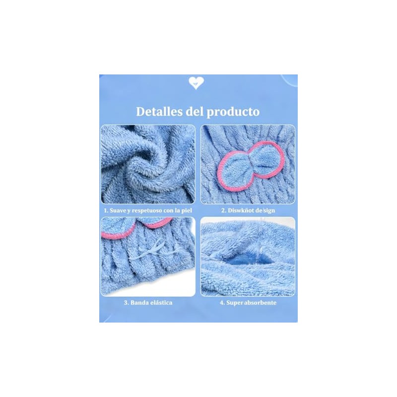 3 Toalla De Microfibra para El Cabello,para Mujeres Y Niños