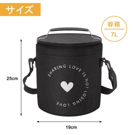 VECELO Lunch Bag, Thermal, Cold Retention, 2.6 gal (7 L) with Handle, Lunch Bag, Lunch Bag, Large Capacity, Waterproof, Picnic Bag, Unisex, Kids, Zippered, Tote Bag, Insulated, with External Pocket,
