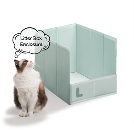 atboma Cat Litter Box Enclosure,Plastic Folding Large Litter Box Enclosure Splash Guard, Leak & Water Proof,No Assembly Required Pee Shields, Contain Litter,Dog Proof
