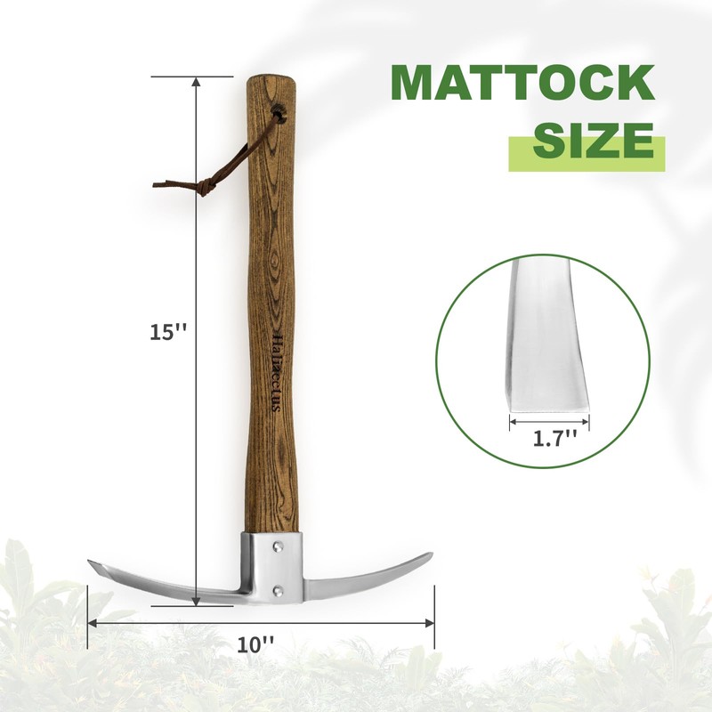 Haliaeetus Pick Axe, Stainless Steel Mattock with Sharp Pick and