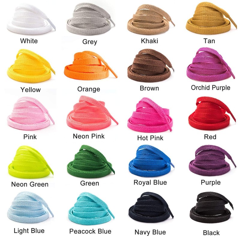 Stepace [2 Pairs Flat Shoe Laces for Sneakers 5/16" Width