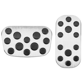 BOYUER 2PCS Anti-Slip No Drilling Aluminum Brake and Gas Accelerator Pedal Covers Foot Pedal Pads Kit For Toyota 2020-2025 Corolla,2019-2025 Corolla Hatchback(SILVER)