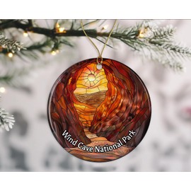 Wind Cave National Park Ornament, Stained Glass Look Ornament, National Parks Christmas Ornament, Keepsake Ornament, Travel Souvenirs, Christmas Ornament Ceramic Gift Printed on Both Sides
