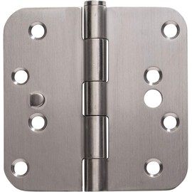 Security Door Hinges - Stainless Steel - 4 Inch with 5/8 Inch Radius - Security Tab - 6 Pack for 2 or 3 Doors