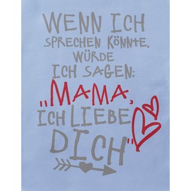 Mikalino Baby Bodysuit for Boys and Girls Unisex Short Sleeve with German Slogan: ‘Wenn ich sprechen könnte würde ich sagen: Mama ich Liebe Dich’, Hand Printed, Handmade with Love - 68