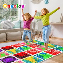 Onyoloy Texture Sensor Liquid Tiles - 6 Square Lava Set, 12" X 12" Sensory Mat, Multi-Color Textured Sensory Lava Tiles, Ages 3 4 5 6+.