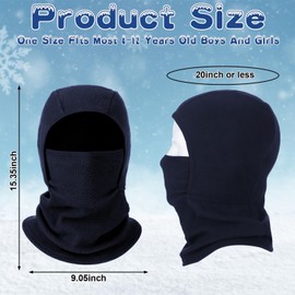 PIAOPIAONIU 2 Packs Kids Balaclava Windproof Ski Mask Winter Hat Neck Warmer for Boys Girls, Black and Blue