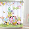 Bonhause Happy Easter Shower Curtain, Cute Bunny Gnome Easter Eggs