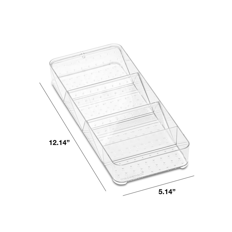 Small Shallow Tray with Angled Dividers Clear - madesmart