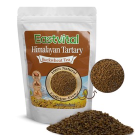 EastVital Himalayan Tartary Buckwheat Tea 220g – Caffeine & Sugar Free Roasted Buckwheat Tea with Nutty Warmth – 44 Servings