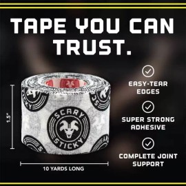 Goat Tape 무서운 끈적끈적한 프리미엄 운동 테이프 초끈적한 엄지손가락 손가락 및 손목 역도 후크 그립 크로스 면 [Pack of 2] [Black Yellow] Scary Sticky Premium Exercise Tape Ultra-Sticky Thumb Finger and Wrist Weightlifting Hook Grip Cross Cotton [Pack of 2] [Black Yellow]