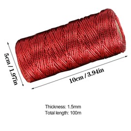 Gold Cord Metallic Cord Gold Thread for Crafts 100 m Gold Cord 1.5 mm Wide for DIY Crafts Jewellery Cord or Gift Wrapping Christmas Cord 1 Roll (Red)