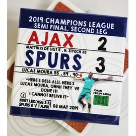 SPURS 3-2 Ajax, Tottenham Champions League Semi Final Marble Coaster,Retro, Spurs Marble coaster