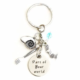 Hanalea Island Jewelry Co. Part of Your World Gift for a Princess Little Mermaid Accessories Ariel Silver Charm Keychain I Merchandise for Women