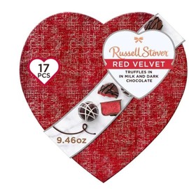 Russell Stover Valentine's Day Red Velvet Truffle in Milk & Dark Chocolate Heart Gift Box - 17 Pieces
