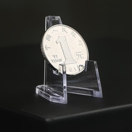 Forreen Small Acrylic Card Stand, Pack of 50 Coin Stands, Mini Transparent Stand, Plastic Coin Holder, Durable Easels for Coins, Pocket Watches, Medals