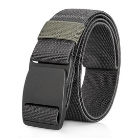 Maikun Mens Belt Nylon Belt, No Metal Plastic Buckle, Casual Dress Web Belt for Men Outdoor Golf, Grey Size L