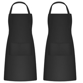 sinzau Cooking Apron, 2 Pack Kitchen Apron, for Kitchen, Garden, Cafe, Barbecue, Black