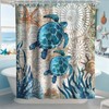 Final Friday Nautical Shower Curtain Teal Sea Turtles Theme Fabric