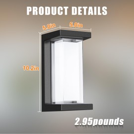 Juyace 18W Led Outdoor Wall Light 4 Pack Budget-Friendly Exterior Lighting Fixtures Modern Front Porch Wall Sconces Outside for House 1800Lm Black 6000K IP65 for Garage Patio Front Door Entryway