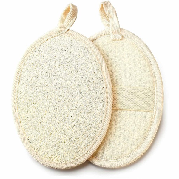Natural Loofah Sponge Exfoliating Body Scrubber (2 Pack),Made with Eco-Friendly