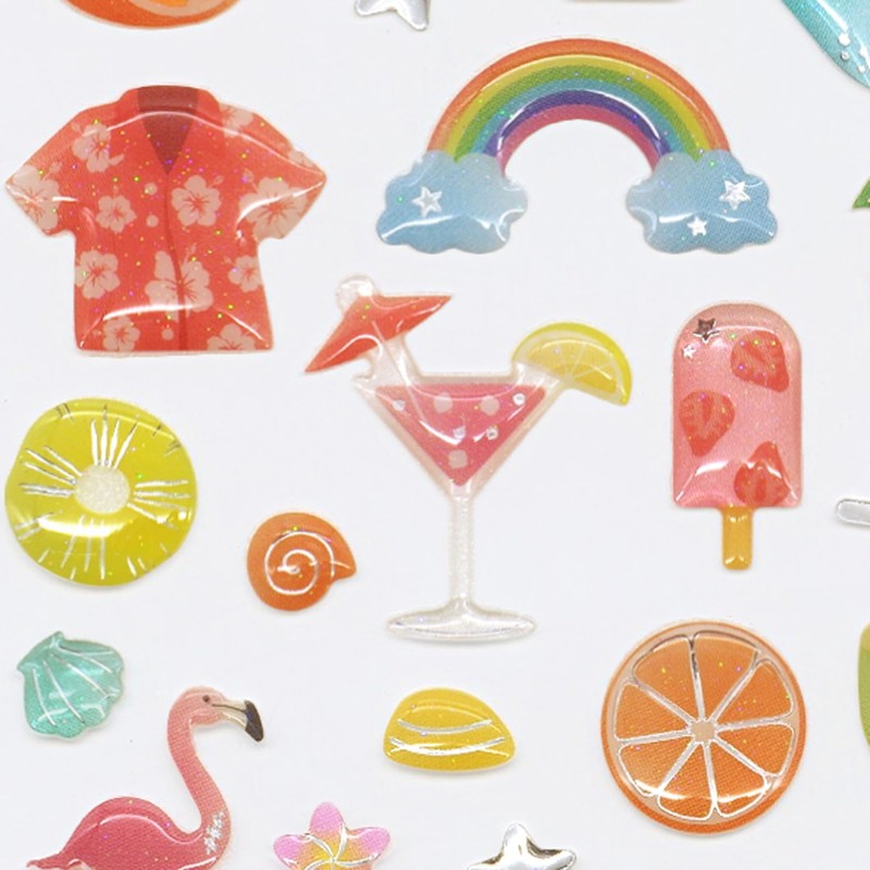 Summer pattern drop sticker [tropical] drop sticker glitter decoration cute