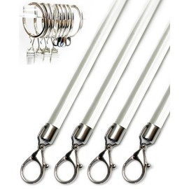 OooWow 36 inch (4 Pack) Steel Cap Round Base Acrylic Curtain Pull Wand - Clear Curtain Wand - Invisible Drapery Wand - Drapery Pull Rod (36 Inch)