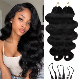 Miracle Knots Feather Crochet Hair 14 Inch - 100 Strands Body Wave Pure Protein Fiber Hair for Black Women, 160g Pre Separated Invisible Hair Extensions Natural Black 1B#