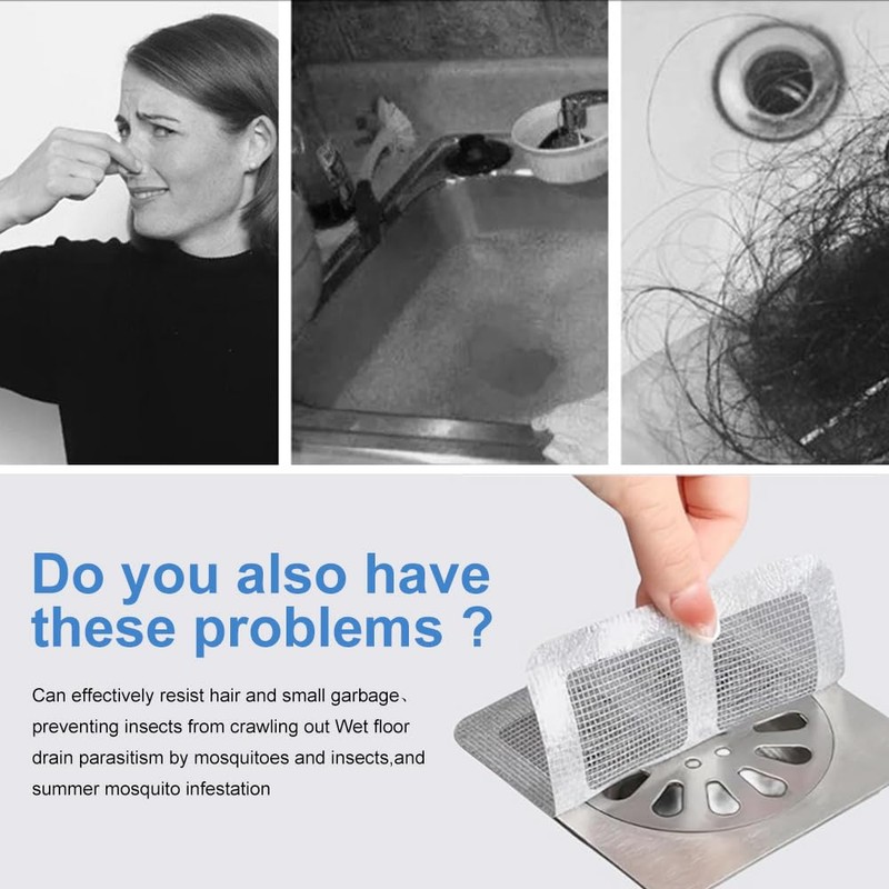 20 Pack Disposable Shower Drain Hair Catcher Mesh Stickers, Floor