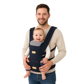 Sharth Baby Carrier with Hip Seat, 6-in-1 Carrying Styles for Infants & Toddlers (7–41 lbs), Fully Adjustable to Fit All Parents, All Seasons Hip Seat Carrier - Dark Blue