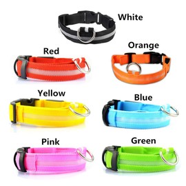 LED Nylon Dog Collar Flashing Light Fluorescent Collar for Dogs (Blue, XL)