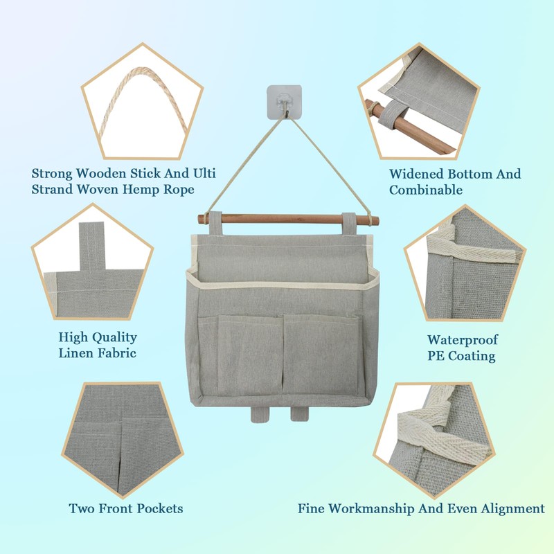 Surplex Pack of 2 Grey Wall Hanging Storage Bag, Waterproof
