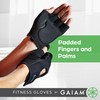 Gaiam Fitness Fingerless Gloves for Weight Training (Black/Black), Padded Palm,