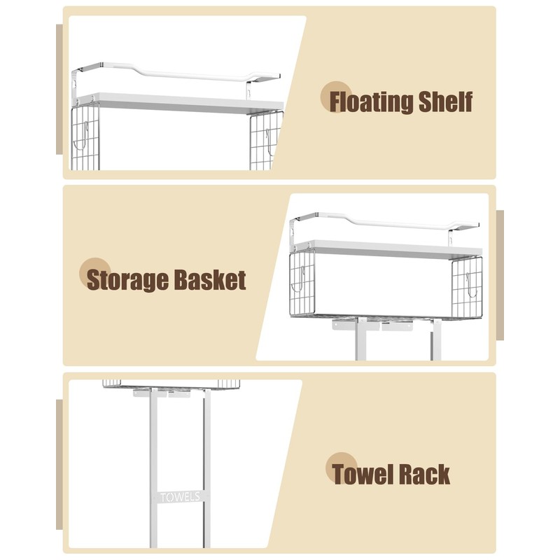 Towel Racks for Bathroom - Wall Mounted Metal Rack with