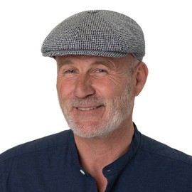 Stetson Hatteras Cotton Jersey Flat Cap - Two-Tone Hat - Unisex - 100% Cotton Cap with UV Protection 40+ - Made in the EU - Spring/Summer, black-white