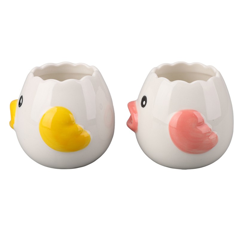 2pcs Egg Separator Ceramic Chicken Shaped Egg Yolk White Filter
