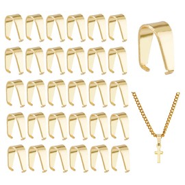 DICOSMETIC 100Pcs Stainless Steel Pinch Bails Small Pendant Pinch Bail Clip 7x6.5x3mm Pinch Clip Clasps 18K Gold Plated Finish Necklace Clasps Pendant Clasp for DIY Jewelery Making
