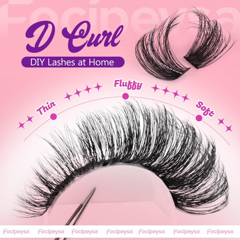 Focipeysa Fluffy Lash Clusters 100D Eyelash Clusters 10-18mm Fluffy Volume